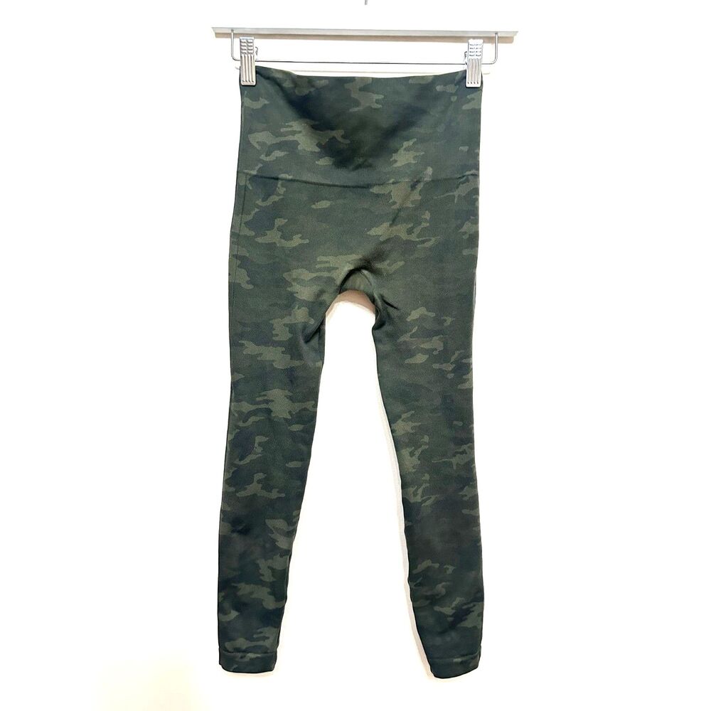 SPANX Camo Leggings XS Green High Rise Seamless Yoga Activewear Y2K